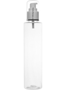  Clear plastic bottle, white pump cap, clear cover, 200ml tall