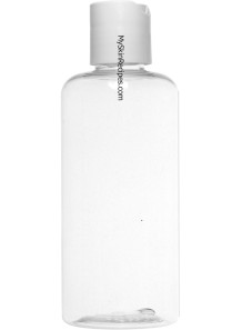  Clear plastic bottle, flip cap, white, 200ml, round