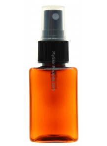 ขวดปั๊มสีชา ทรงเหลี่ยม หัวสเปรย์ดำ 50ml