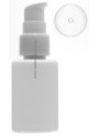  White pump bottle, square shape, white pump cap, clear cover, 50ml