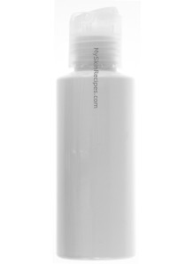  White plastic bottle, tall round shape, clear flip cap, 100ml