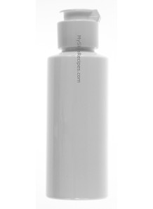  White plastic bottle, tall round, flip cap, white, 100ml