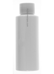  White plastic bottle, tall round, screw cap, white, 100ml