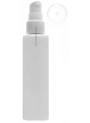  White plastic bottle Tall square shape, white pump cap, clear cover, 100ml