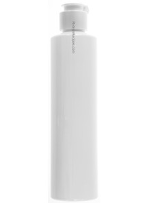  White plastic bottle, tall round, flip cap, white, 200ml