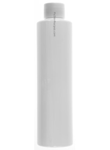  White plastic bottle, tall round, screw cap, white, 200ml
