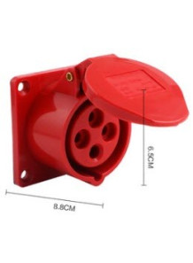  Electrical connector, wall mounted, with cover, 4 wires, 32A 380V