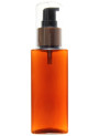ขวดปั๊มสีชา ทรงเหลี่ยม ฝาปั๊มดำเกลียวทอง ครอบใส 120ml