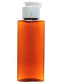 ขวดปั๊มสีชา ทรงเหลี่ยมสูง ฝาพับขาว 100ml