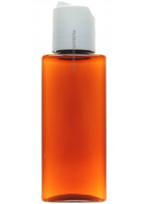 ขวดปั๊มสีชา ทรงเหลี่ยมสูง ฝา Flip ขาว 100ml