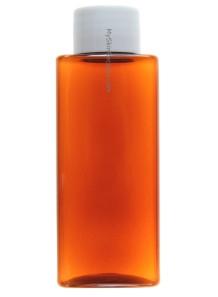  Tea-colored bottle, tall square shape, white screw cap, 120ml
