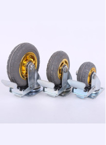  Rotating rubber wheels with 3-inch brakes