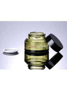  Glass cream jar, green, black lid, 29.90ml (30g)
