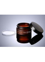  Cream container, tea color, matte, black lid, 100g