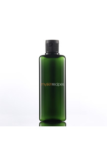  Plastic bottle, green, clear, square, flip cap, black, 200ml