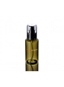 ขวดพลาสติกสีเขียว ทรงกลม ฝาปั๊มดำ ครอบใส 100ml