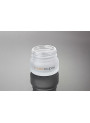  Glass cream jar, opaque white, black lid, 50g