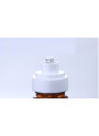  Round tea-colored pump bottle, white pump cap, clear cover, 100ml