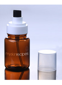 ขวดปั๊มสีชา ทรงกลม ฝาปั๊มขาว ครอบใส 100ml