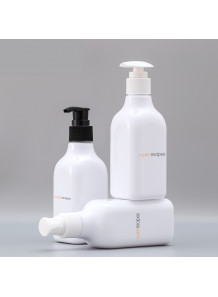 ขวดพลาสติกใส ฝาปั๊ม ขาว ครอบใส 200ml สูง