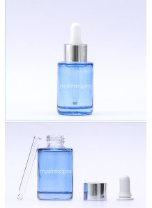  Blue dropper bottle, silver neck, 30ml