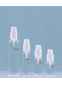  Clear bottle, round shape, white pump cap, 75ml