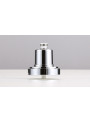  Red glass bottle, silver pump cap, 100ml