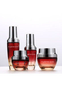 ขวดแก้ว สีแดง ฝาปั๊มเงิน 100ml