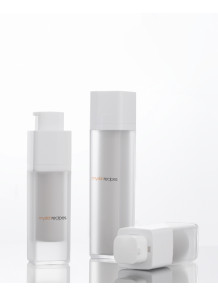 ขวดปั๊มสีขาว ทรงเหลี่ยม ฝาปั๊มขาว ครอบใส 50ml