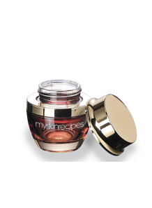 Red glass cream jar, gold...