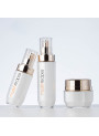  White pump bottle, round shape, gold pump cap, 30ml